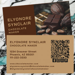 Half Photo Brown Caramel Chocolate Maker Social QR Visitenkarte