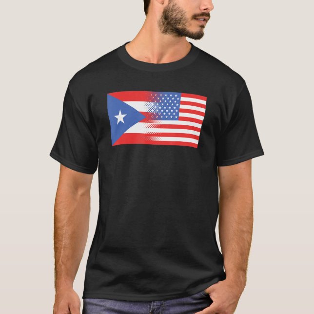 Half Puerto Rican Half American Flag Puerto Rico U T-Shirt (Vorderseite)