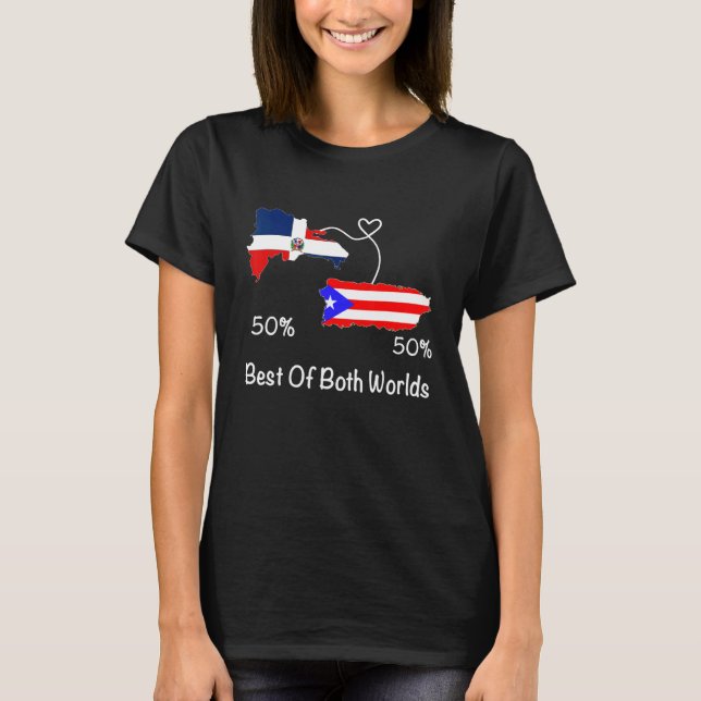 Half Puerto Rican Half Dominican Flag Map Combined T-Shirt (Vorderseite)
