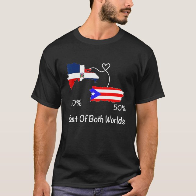 Half Puerto Rican Half Dominican Flag Map Combined T-Shirt (Vorderseite)