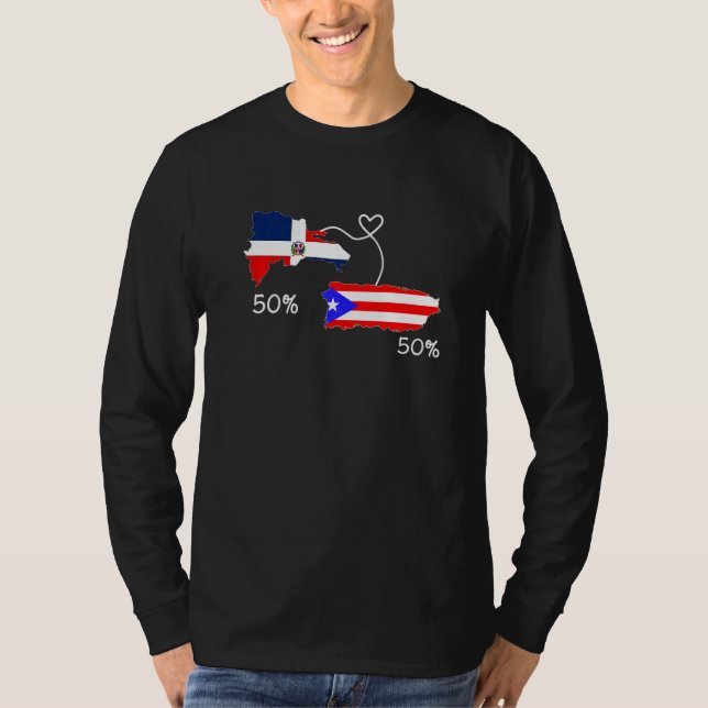 Half Puerto Rican Half Dominican Flag Map Combined T-Shirt (Vorderseite)