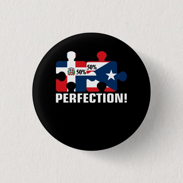 Half Puerto Rico Half Dominikanische Flaggenkarte  Button (Vorderseite)