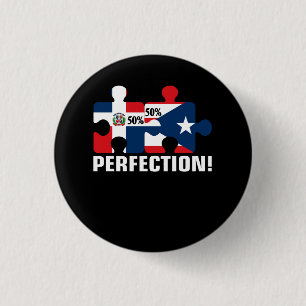 Half Puerto Rico Half Dominikanische Flaggenkarte  Button