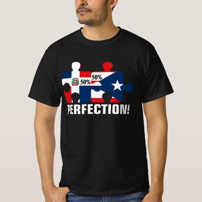 Half Puerto Rico Half Dominikanische Flaggenkarte  T-Shirt (Vorderseite)