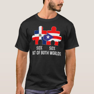 Half Puerto Rico Half Dominikanische Flaggenkarte T-Shirt