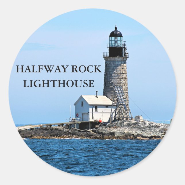 Half Rock Leuchtturm, Maine Round Stickers (Vorderseite)