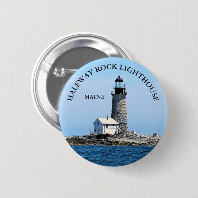 Half Rock Lighthouse, Maine Round Button (Vorne & Hinten)