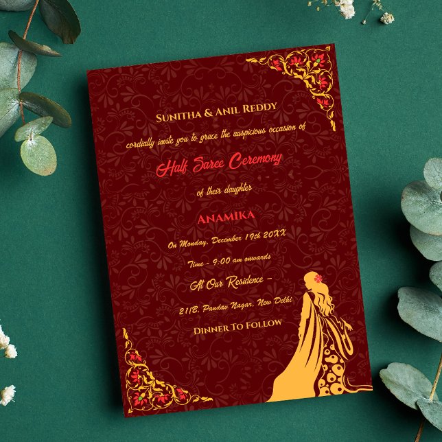 Half Saree Ritu Kala Samskara Einladung (Von Creator hochgeladen)