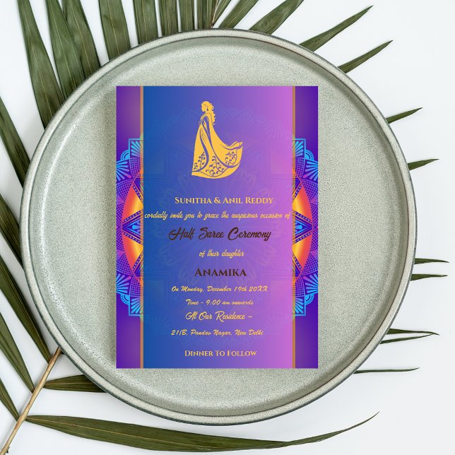 Half Saree Ritu Kala Samskara Einladung (Von Creator hochgeladen)