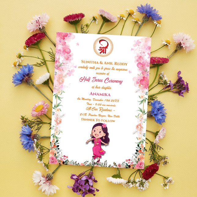 Half Saree Ritu Kala Samskara Einladung (Von Creator hochgeladen)