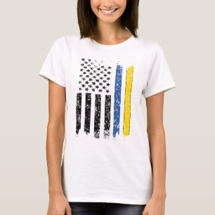 Half Ukraine Half American Flag Ukraine USA T-Shirt