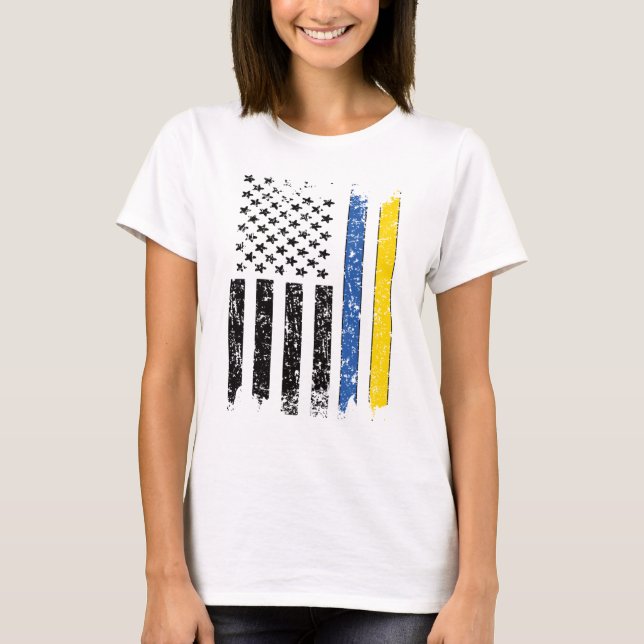Half Ukraine Half American Flag Ukraine USA T-Shirt (Vorderseite)