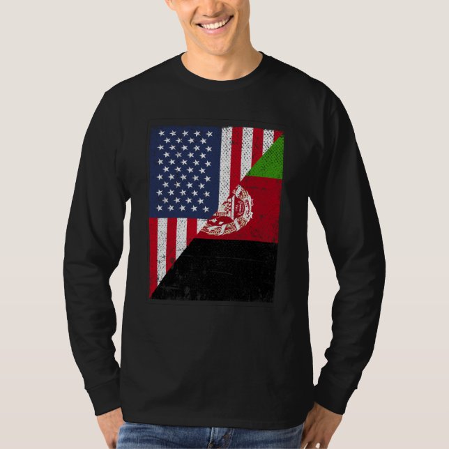 Half USA Flag Half Afghanistan Flag American Afgha T-Shirt (Vorderseite)