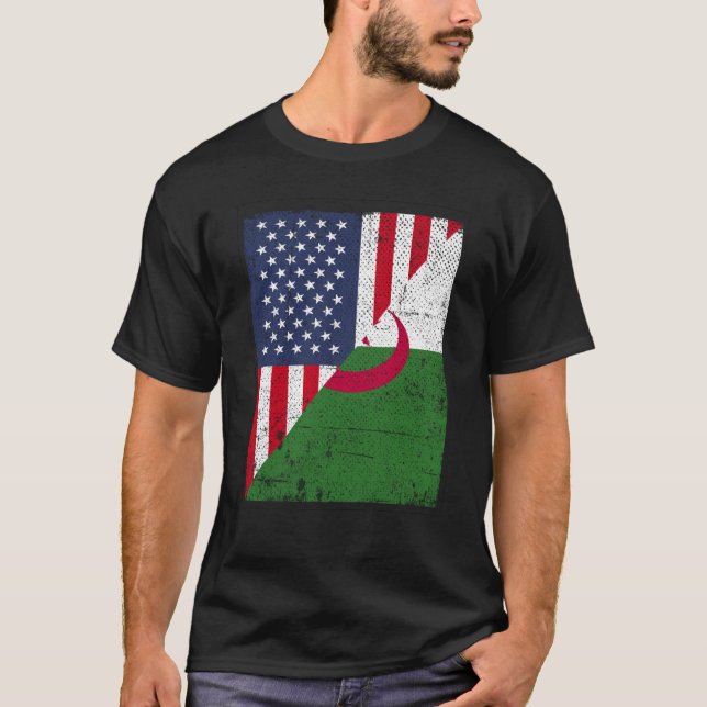 Half USA Flag Half Albania Flag American Albanian  T-Shirt (Vorderseite)