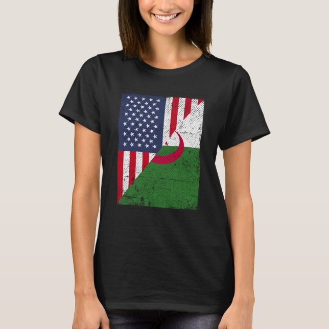 Half USA Flag Half Albania Flag American Albanian  T-Shirt (Vorderseite)