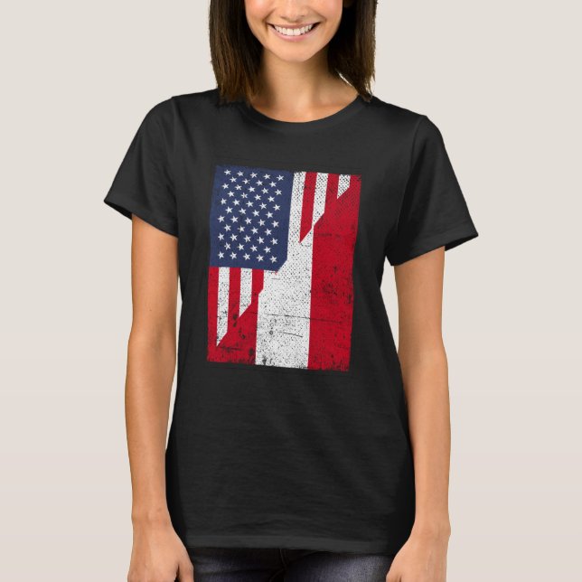 Half USA Flag Half Austria Flag American Austrian T-Shirt (Vorderseite)