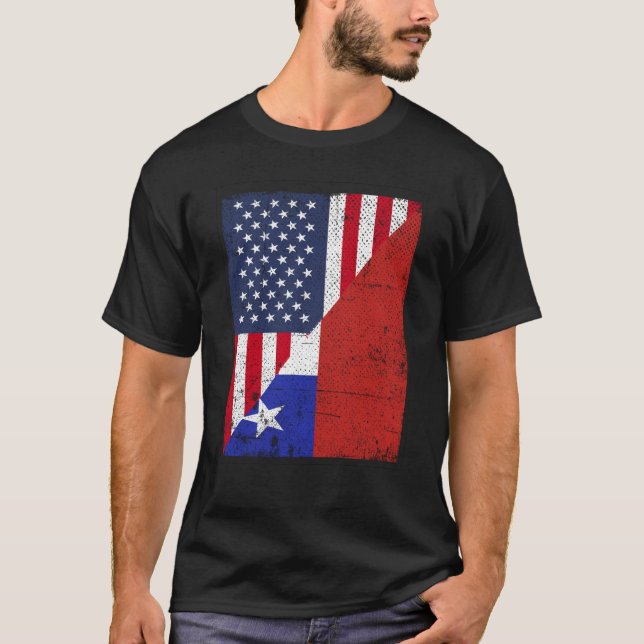 Half USA Flag Half Chile Flag American Chilean T-Shirt (Vorderseite)