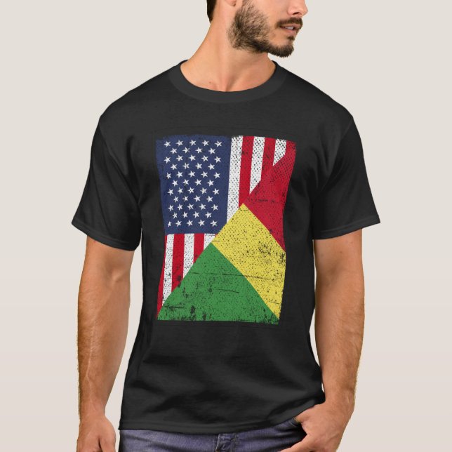 Half USA Flag Half Congo Flag American Congolese T-Shirt (Vorderseite)