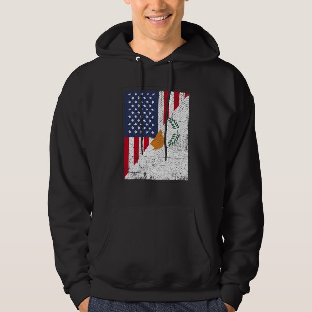Half USA Flag Half Cyprus Flag American Cypriotic Hoodie (Vorderseite)