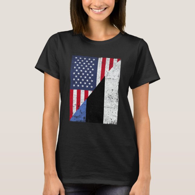 Half USA Flag Half Estonia Flag American Estonian T-Shirt (Vorderseite)