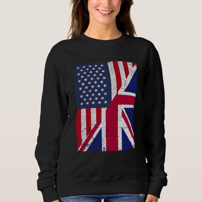 Half USA Flag Half Great Britain Flag American Bri Sweatshirt (Vorderseite)