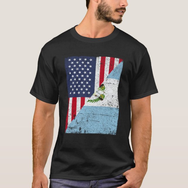 Half USA Flag Half Guatemala Flag American Guatema T-Shirt (Vorderseite)