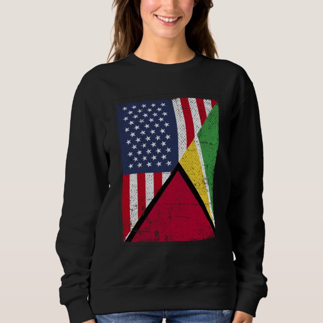 Half USA Flag Half Guyana Flag American Guyanian Sweatshirt (Vorderseite)
