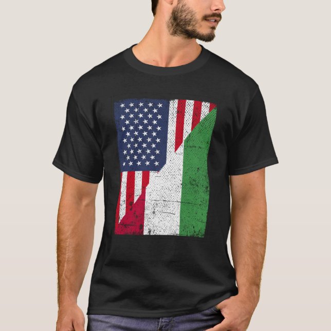 Half USA Flag Half Hungary Flag American Hungarian T-Shirt (Vorderseite)