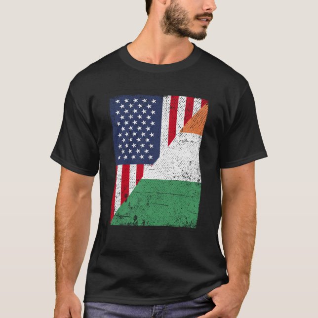 Half USA Flag Half Irland Flag American Irish T-Shirt (Vorderseite)