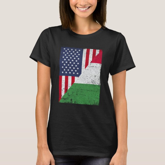 Half USA Flag Half Italy Flag American Italian T-Shirt (Vorderseite)