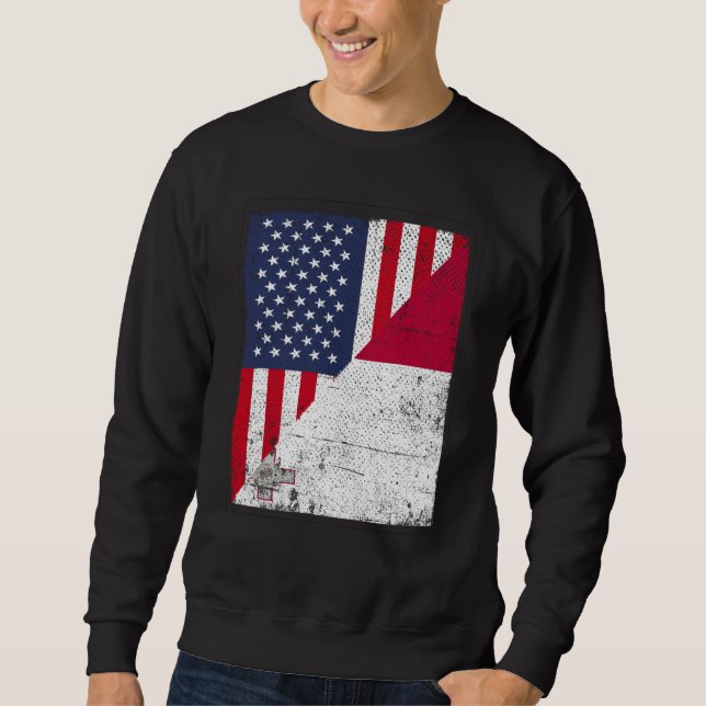 Half USA Flag Half Malta Flag American Maltese Sweatshirt (Vorderseite)