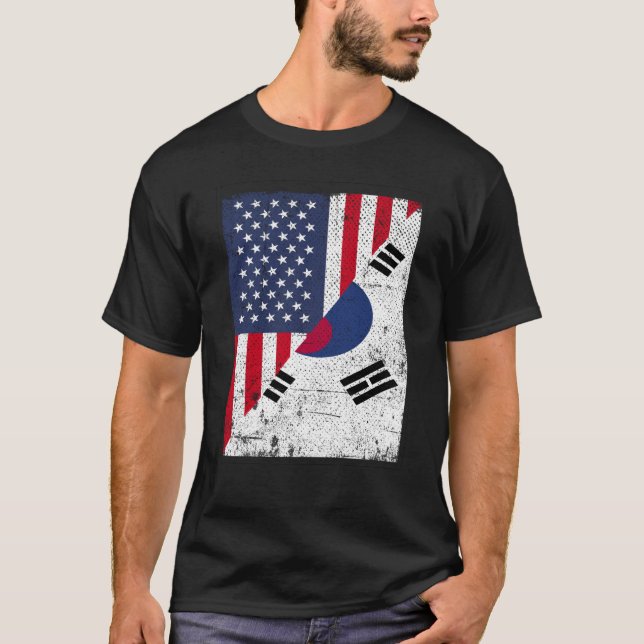 Half USA Flag Half South Korea Flag American South T-Shirt (Vorderseite)