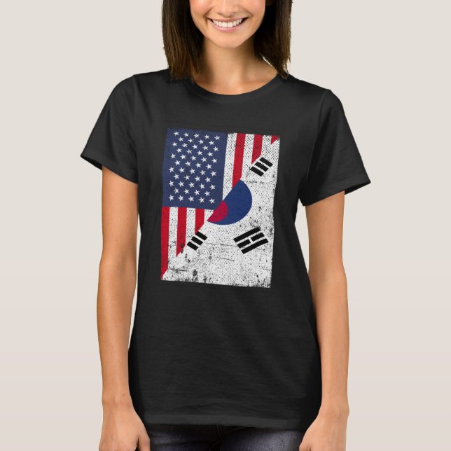Half USA Flag Half South Korea Flag American South T-Shirt (Vorderseite)