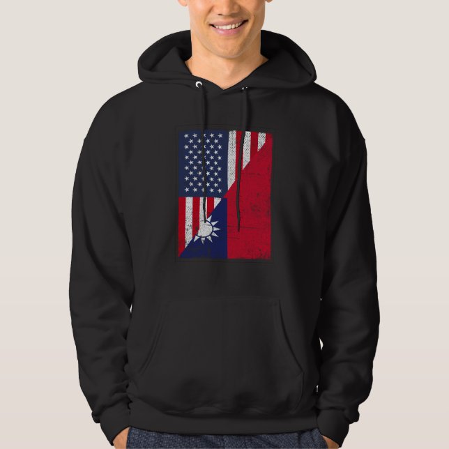 Half USA Flag Half Taiwan Flag American Taiwanese Hoodie (Vorderseite)