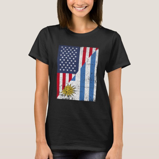 Half USA Flag Half Uruguay Flag American Uruguayan T-Shirt (Vorderseite)