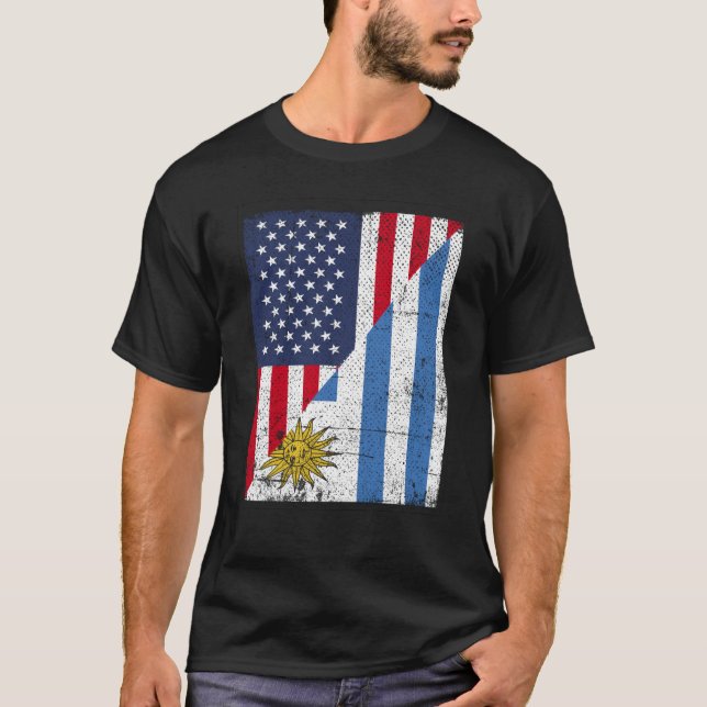 Half USA Flag Half Uruguay Flag American Uruguayan T-Shirt (Vorderseite)