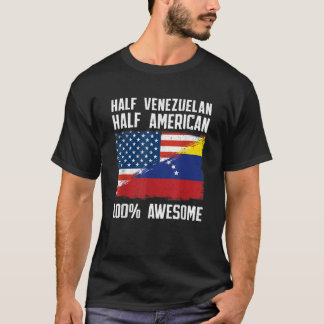 Half Venezuelan Halb Amerikaner Funny Venezuela Am T-Shirt