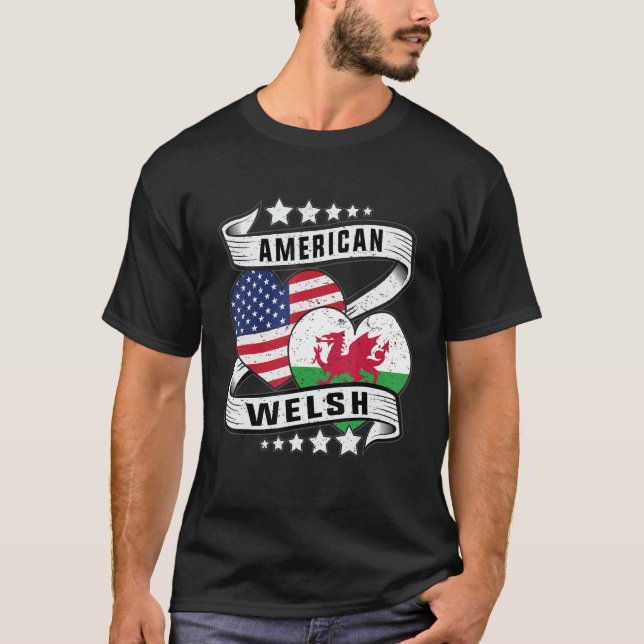 Half Welsh halb amerikanisches Shirt Wales Welsh A (Vorderseite)