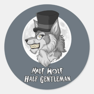 Half Wolf Half Gentleman Runder Aufkleber
