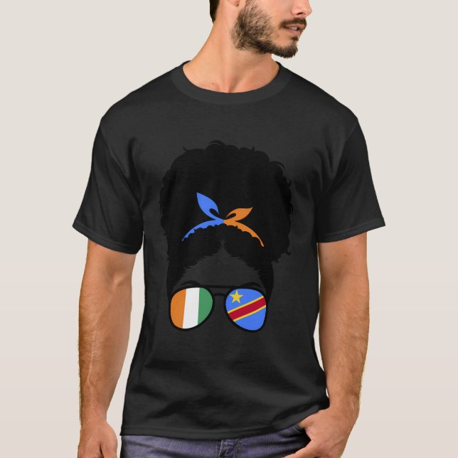 Hälfte der ivorischen Hälfte kongolesischen afro E T-Shirt (Vorderseite)
