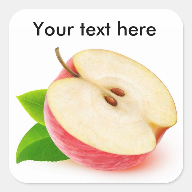 Hälfte des roten Apfels Quadratischer Aufkleber (Vorderseite)