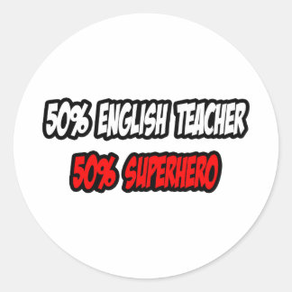Hälfte Englischlehrerin...halb Superheld Runder Aufkleber
