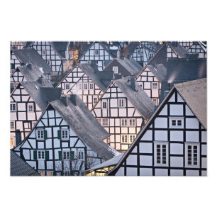 Hälfte-gezimmerte Häuser in Freudenberg, Fotodruck