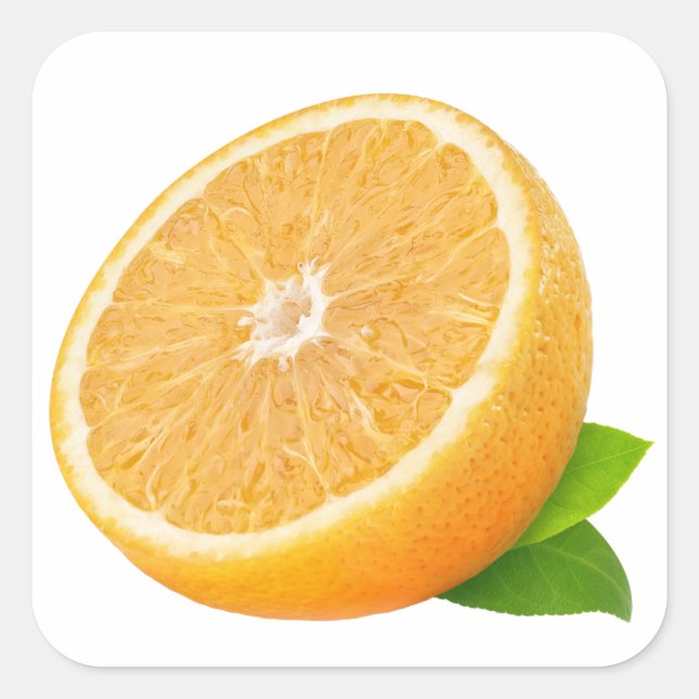 Hälfte Orangenobst Quadratischer Aufkleber (Vorderseite)