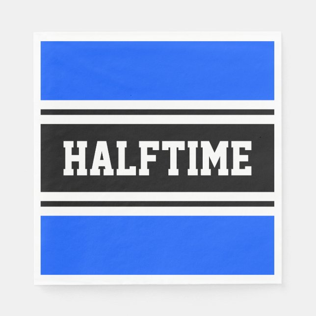 HALFTIME Bright Blue Schwarz-weiß Racing Streifen Serviette (Vorderseite)