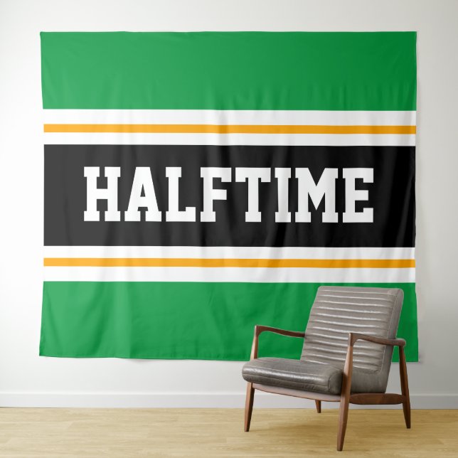 HALFTIME Fun Athletic Bright Green Black Streifen Wandteppich (Beispiel (Horizontal))