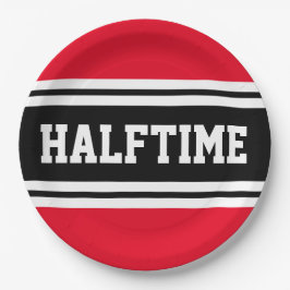 HALFTIME Helle Red Schwarz-weiß Football Strips Pappteller