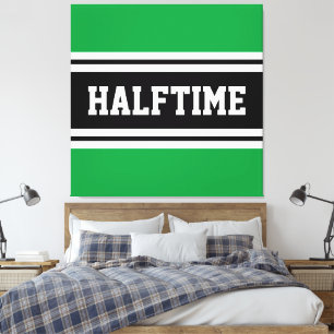 HALFTIME Kelly Green Schwarz-weiß Racing Streifen Leinwanddruck