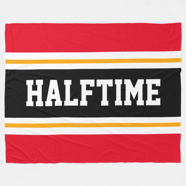 HALFTIME Schwarz-weiße, hellrote Streifen Fleecedecke (Vorderseite (Horizontal))