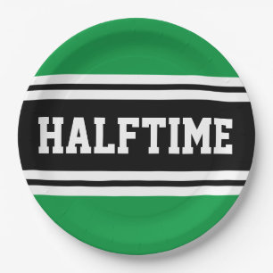 HALFTIME Sporty Green Schwarz-weiß Football Strips Pappteller